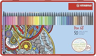 Premium-Filzstift - STABILO Pen 68 - 50er Metalletui - mit 46 verschiedenen Farben