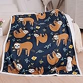 Blytheyes Sloth Blanket Throw Blanket Flannel Blanket Cute Kids Blanket Super Soft Flannel Sofa Blanket for Office, Bedroom, Travel, All Seasons 50 * 60inch