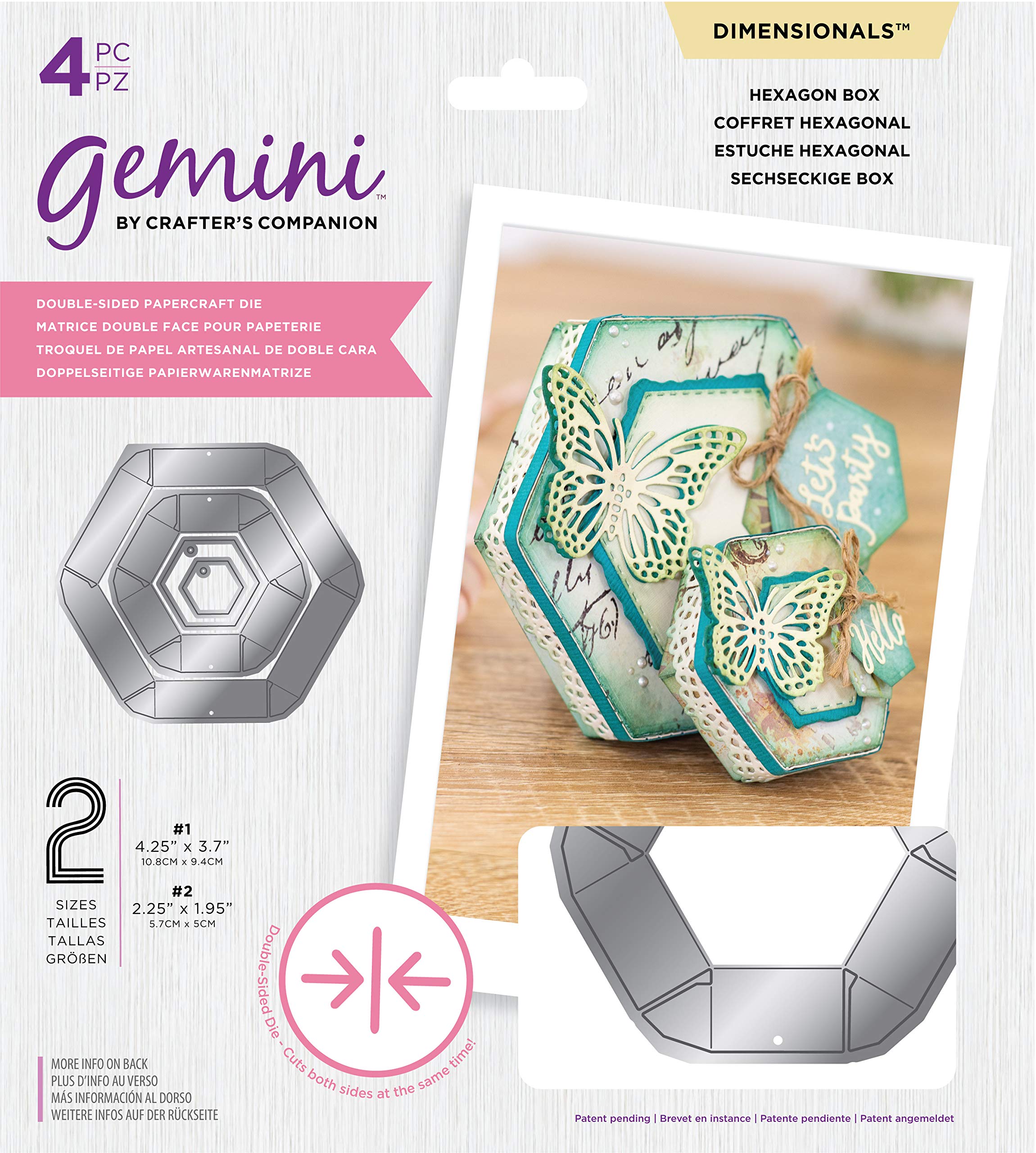 Crafter's Companion Gemini-Double-Sided Die-Dimensionals-Hexagon Box, One Size