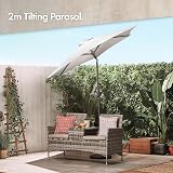 VonHaus Parasol 2M Garden Patio Umbrella with Tilt & Crank Grey view 2