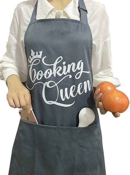 Amitay Ladies Cotton Apron Cooking Queen Adjustable Baking Aprons