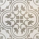 Flora 12x12 Gray White Encaustic Ceramic Tile (One Piece)