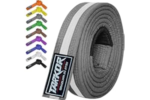 TARKOR BJJ Belt for Men & Women Brazilian Jiu Jitsu Belt with Ranking Stripes Sleeve Bar Kids Jiu Jitsu Gi Belt