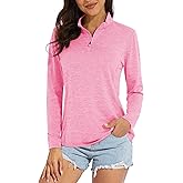 MAGCOMSEN Women's Long Sleeve Shirts 1/4 Zip Pullover UPF 50+ Quick Dry Workout Tops Running Athletic Hiking Shirts