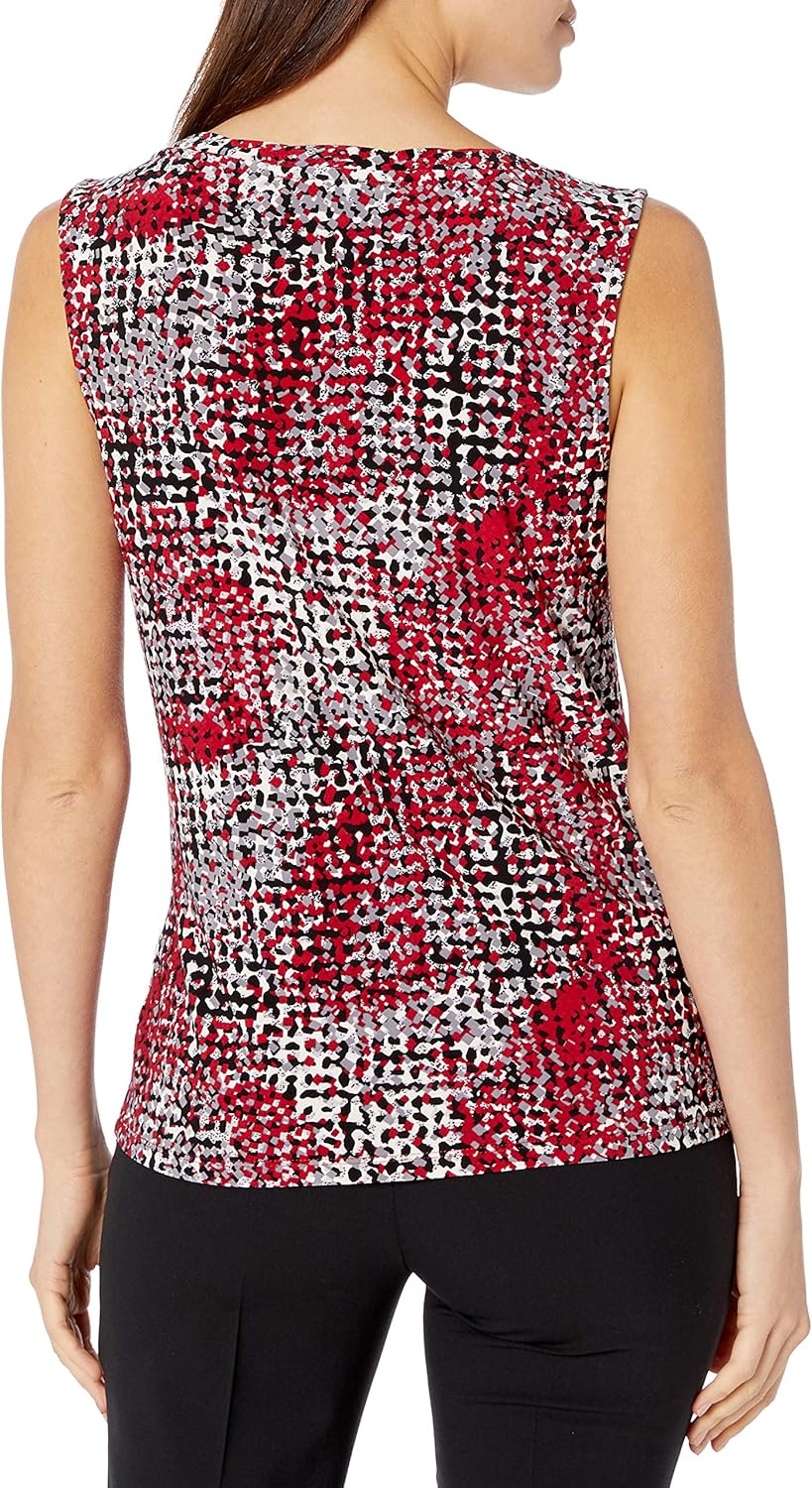 Kasper Women's Sleeveless Jewel Neck Abstract Square Printed Ity at  Women’s Clothing store