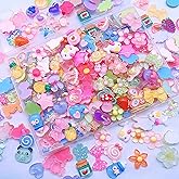JINDUODUO 100 Pcs Flat Back Resin Slime Charms, Bulk Kawaii Assorted Cute Charms Ornaments for DIY Crafts (Multicolored)