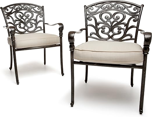 Strathwood St Thomas Cast Aluminum Dining Arm Chair Set Of 2