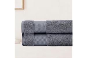 BIOWEAVES 100% Organic Cotton Bath Sheet Set of 2 | Soft Oversized Bath Towels | 700 GSM Premium Bath Towel Sheet Set GOTS Certified - Charcoal