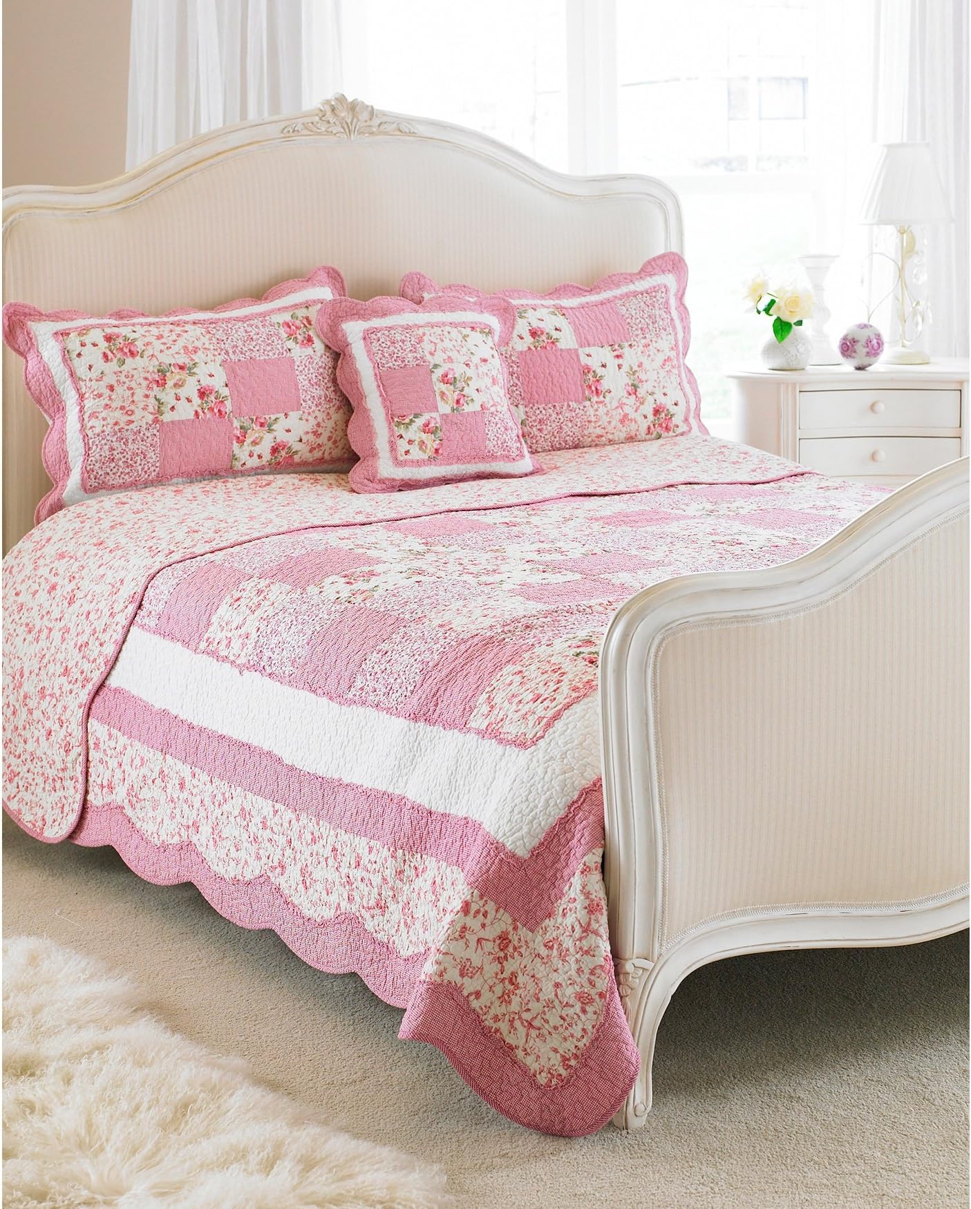 Riva Paoletti Toulouse Pink Bedspreads Double, Cotton