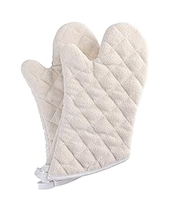 Terry Cloth Oven Mitts Heat Resistant to 482° F 15 Inch 100% Cotton Set of 2