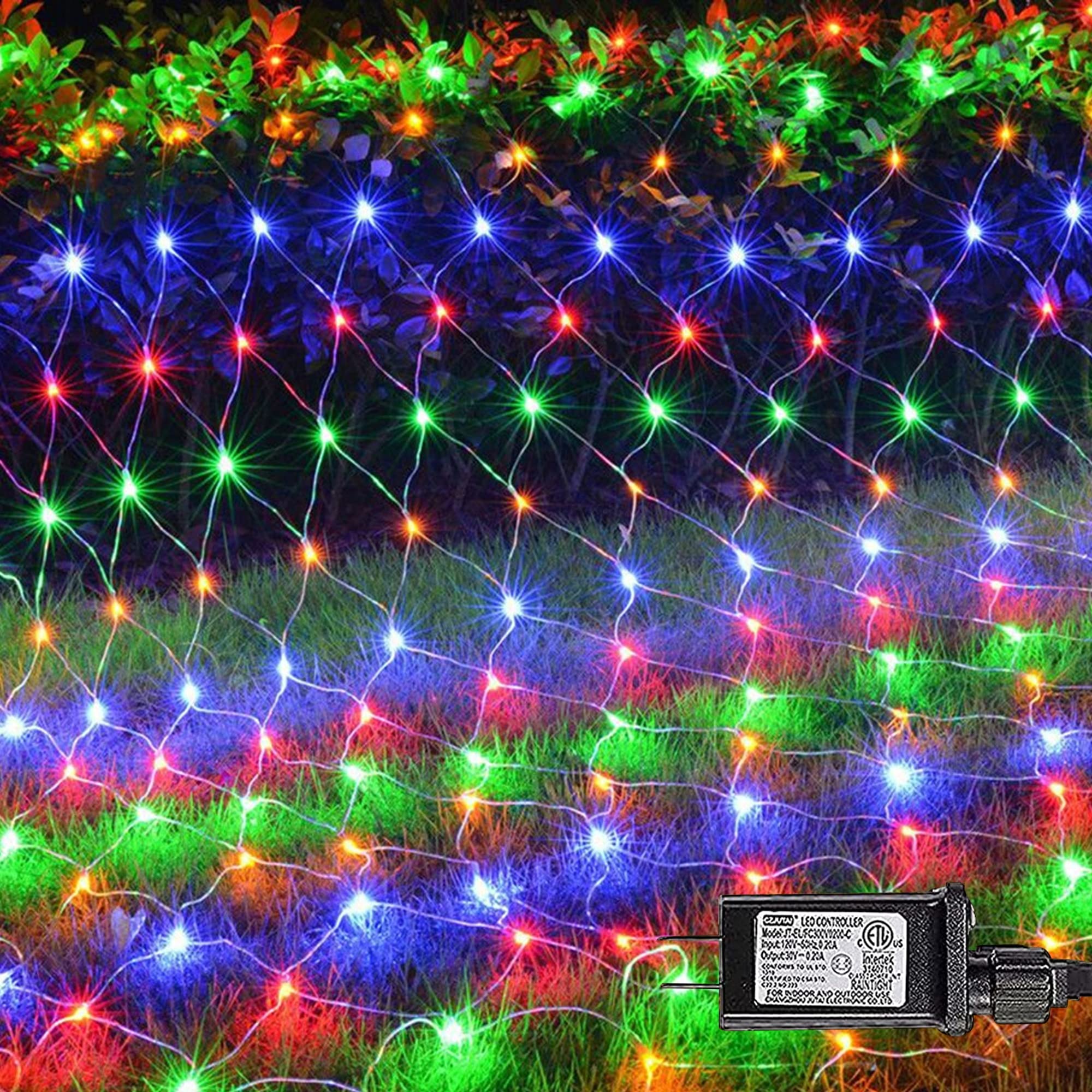 Photo 1 of Funpeny Christmas Net Lights, 12ft x 5ft 360 LED Clear Wire Mesh Decor with 8 Modes Waterproof Connectable Xmas Decorations for Outdoor Outside Bushes Yard Lawn Patio Tree Garden Party (Multi Colored)