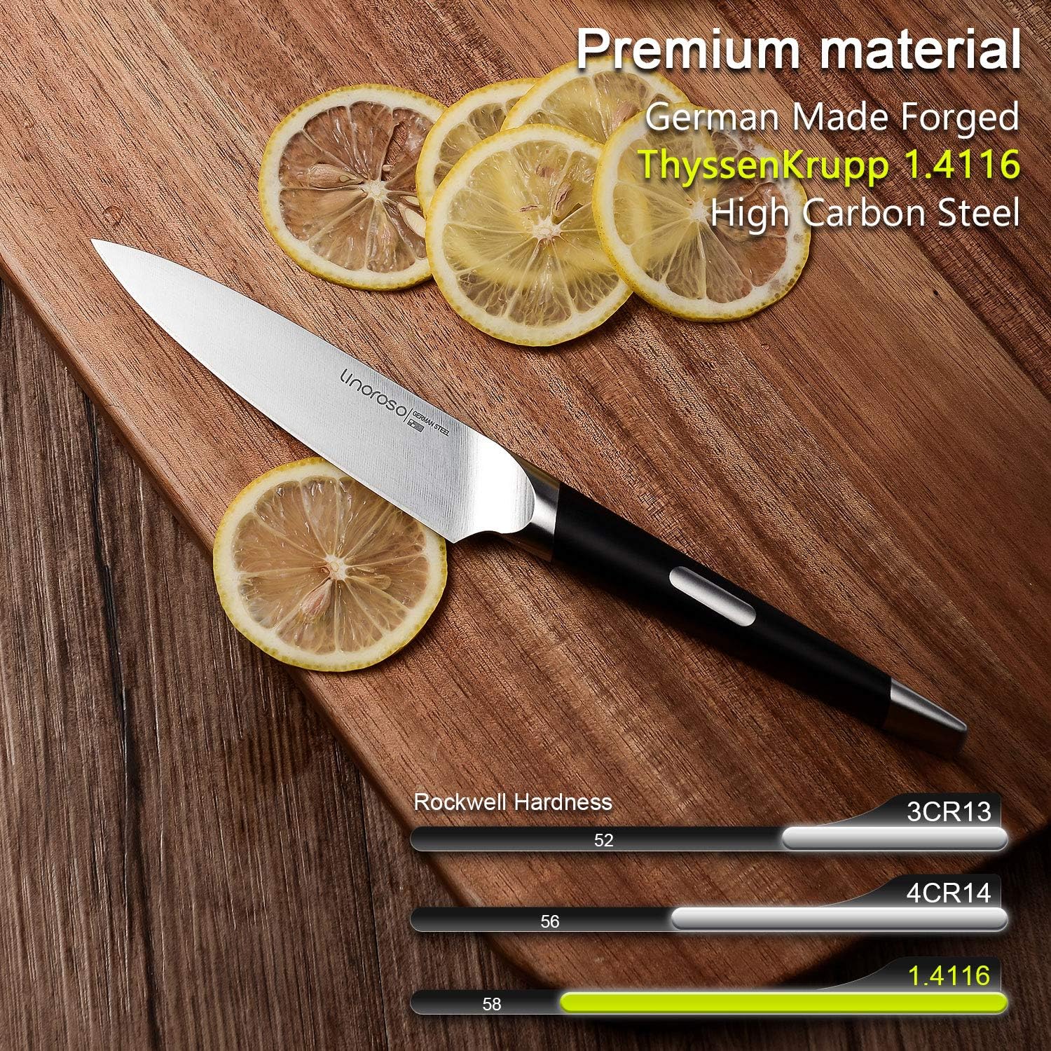 Linoroso Paring Knife 4.5 in, Extra Sharp Small Kitchen Knife, German High-Carbon Stainless Steel, Precision Forged - Image 3