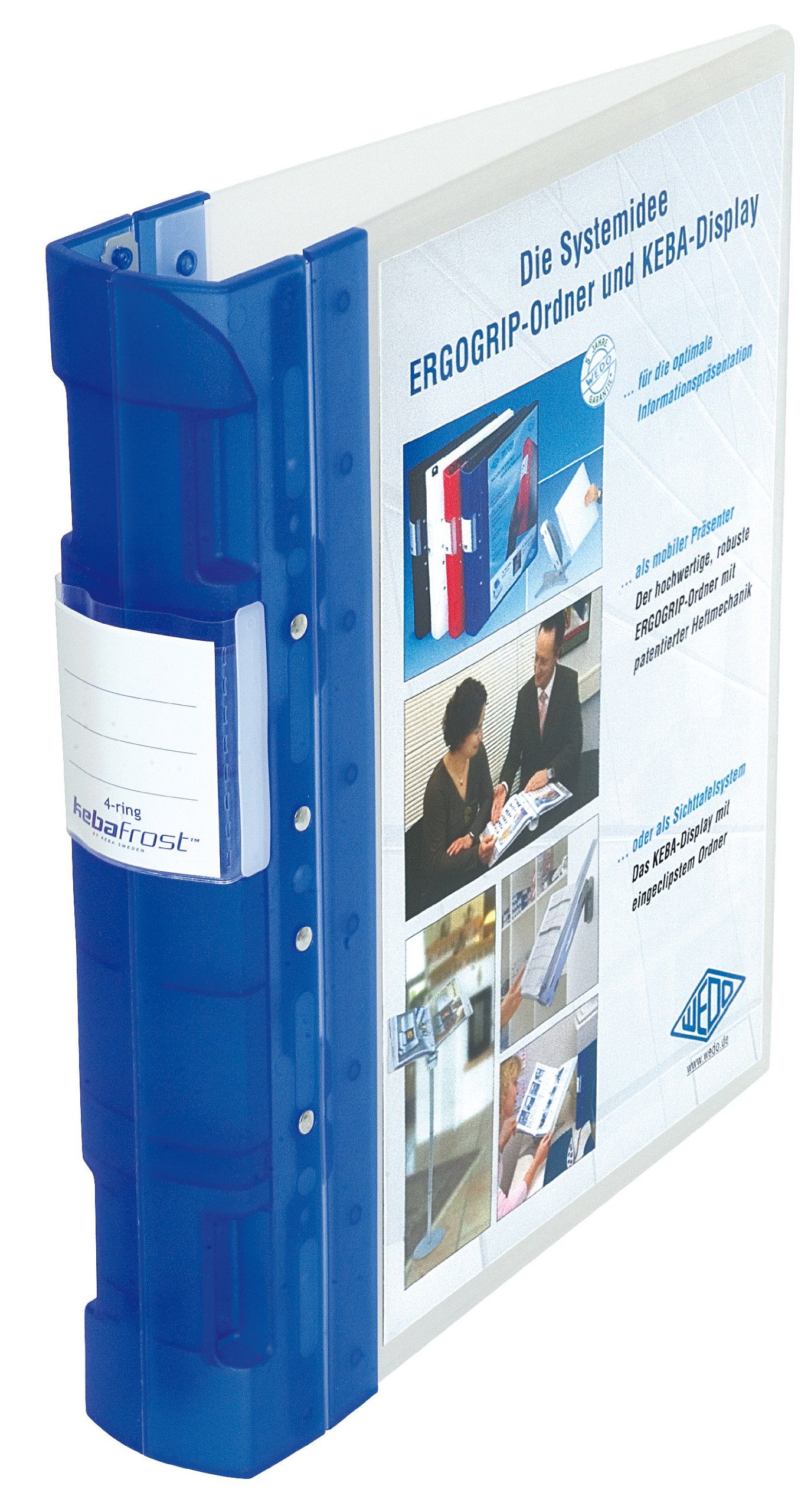 Wedo Ergogrip 5828003 Presentation Folder (A4, 4-Ring Mechanism, Plastic, 31.3 x 5.6 x 28.0 cm) Blue/Transparent