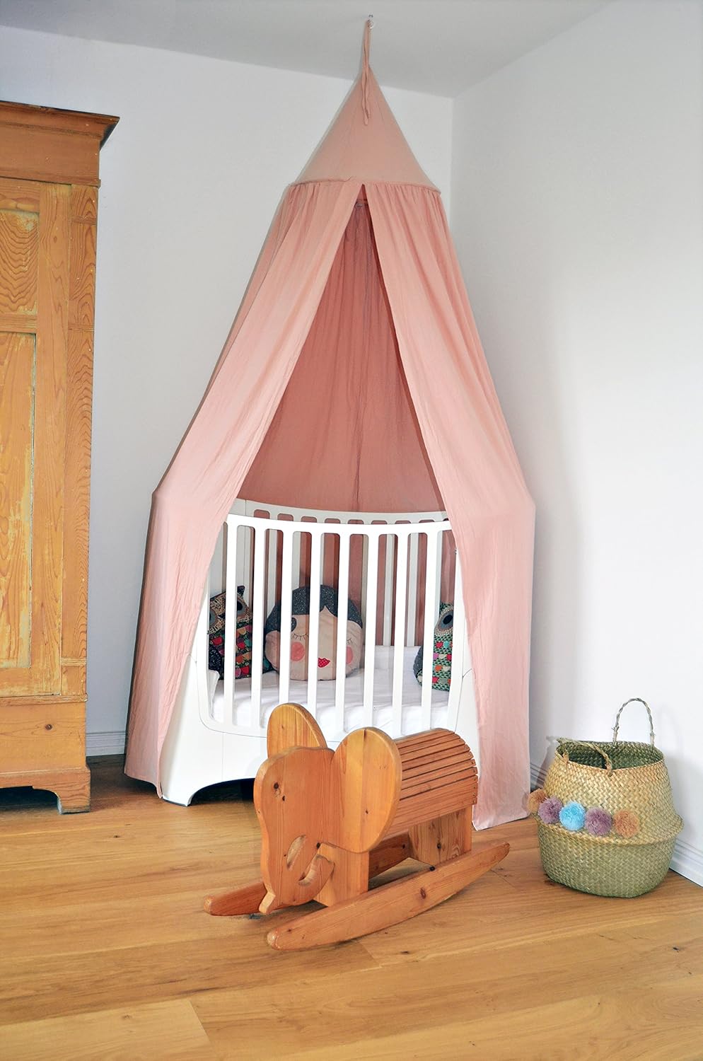 Rose Baldaquin Lit Tente Enfants Gamins Dome Coton Moustique Net Jouer Tente Bien Pour Bebe Interieur Extra Longue 270 Cm La Chambre De Bebe Matelas Et Linge De Lit Dwteam In