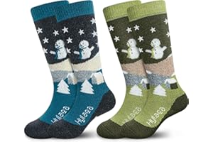 Hylaea Merino Wool Ski Socks Kids, Knee-high Warm Thermal Snowboard Skating Socks for Boys Girls Toddler