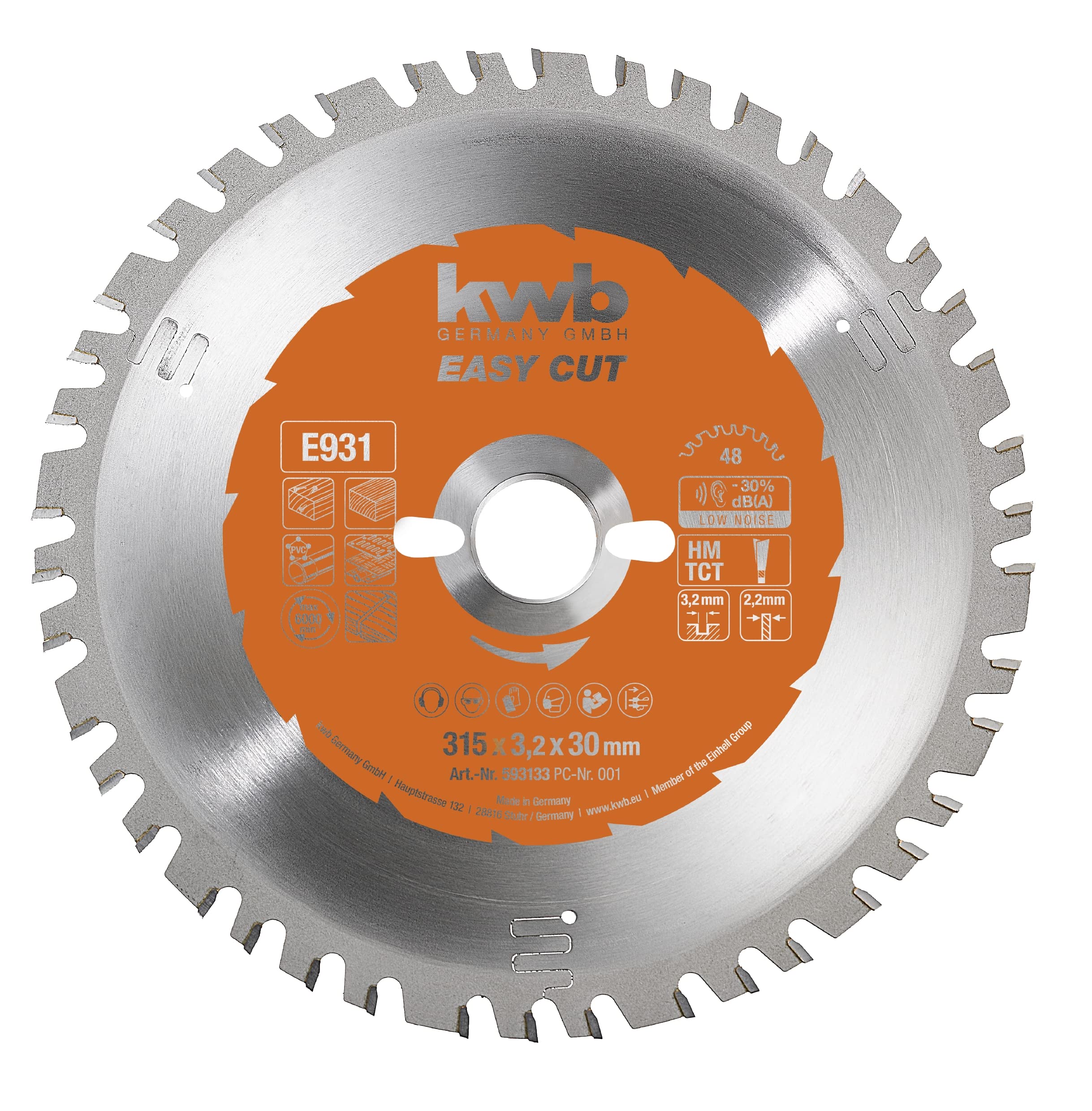 kwb 315 x 30 mm Circular Saw Blade, Made in Germany, Nail-Proof, for Wood with Metal Residue, Universal Blade for Metal, Wood, and Plastics