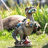 SOWSUN Garden Gnome Statues Outdoor Decor, 14” Dinosaur Gnomes Garden Art Outdoor for Fall Winter Garden Decor, Outdoor Statu