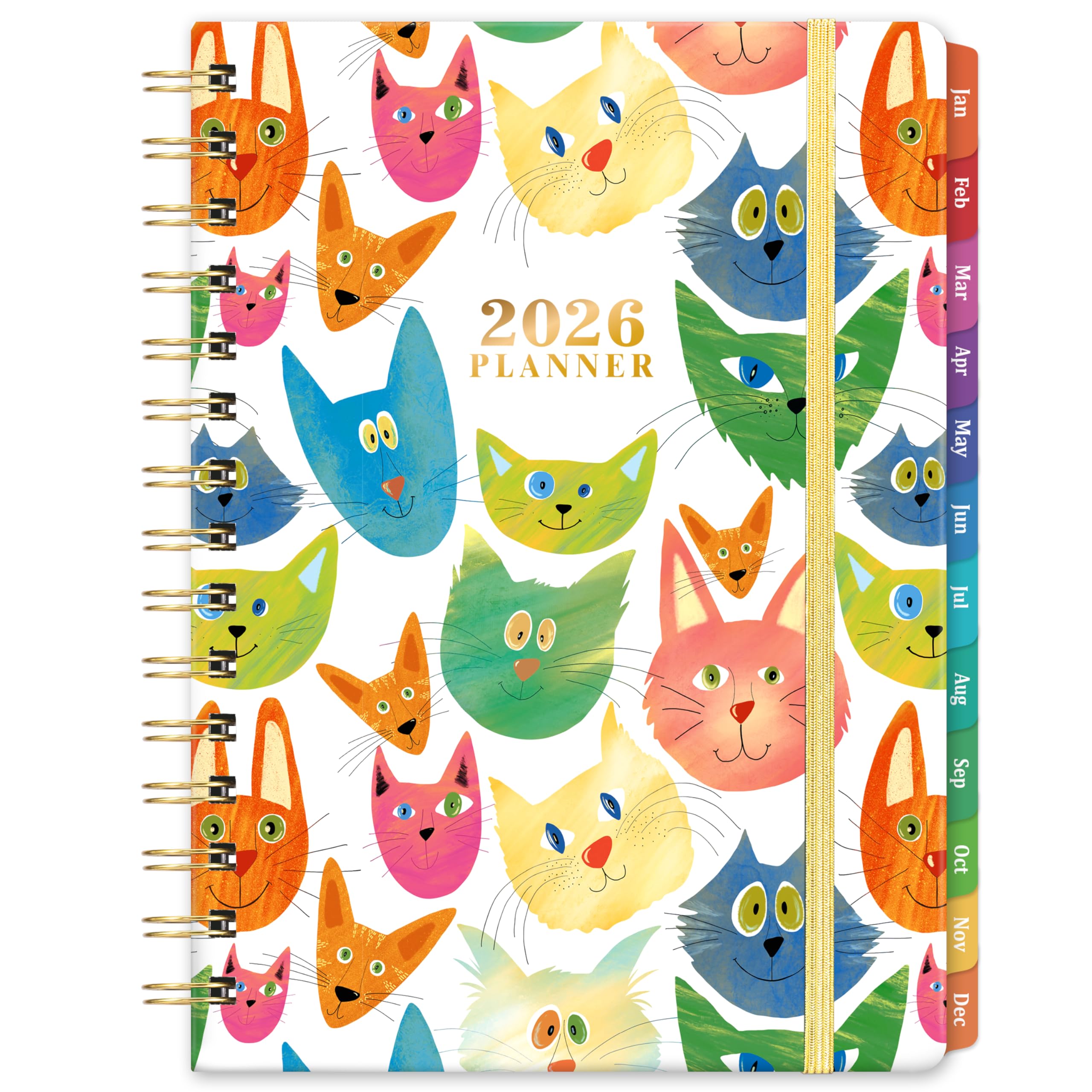 Photo 1 of 2026 Planner - 2026 Planner Weekly and Monthly, Jan.2026 - Dec.2026, 12 Month Planner Weekly & Monthly with Colourful Tabs, 6.4" x 8.5", Hardcover + Back Pocket - Cat