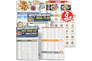 HAMIEW Set 3 Mediterranean Diet Chart Food List 2026, Mediterranean Ingredient Meal Plan, Serving Sizes Calories Net Carbs, Weight Loss Diet, Diabetes-Friendly, Heart Healthy, Easy Recipes for Beginners