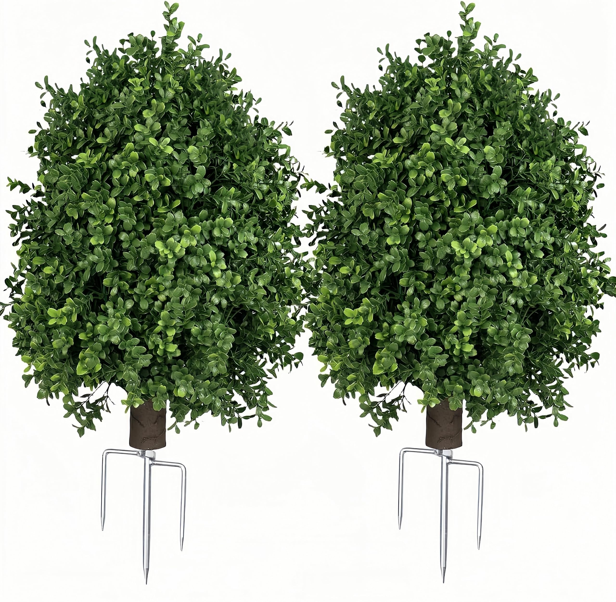 Photo 1 of QIANYUN Boxwood Topiary Bush -Artificial Topiary for Outdoors-Evergreen Plants Topiary Ball Tree UV-Resistant 2-Pack for Front Porch Garden Yard Balcony Decor