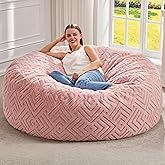 Hobestluk Bean Bag Chairs Adults Beanbag Chair with Filler Large Bean Bags with Fluffy Embossed Cover, Giant Bean Bag Chairs for Adults (Pink, 5FT - 50” x 50” x 24”)