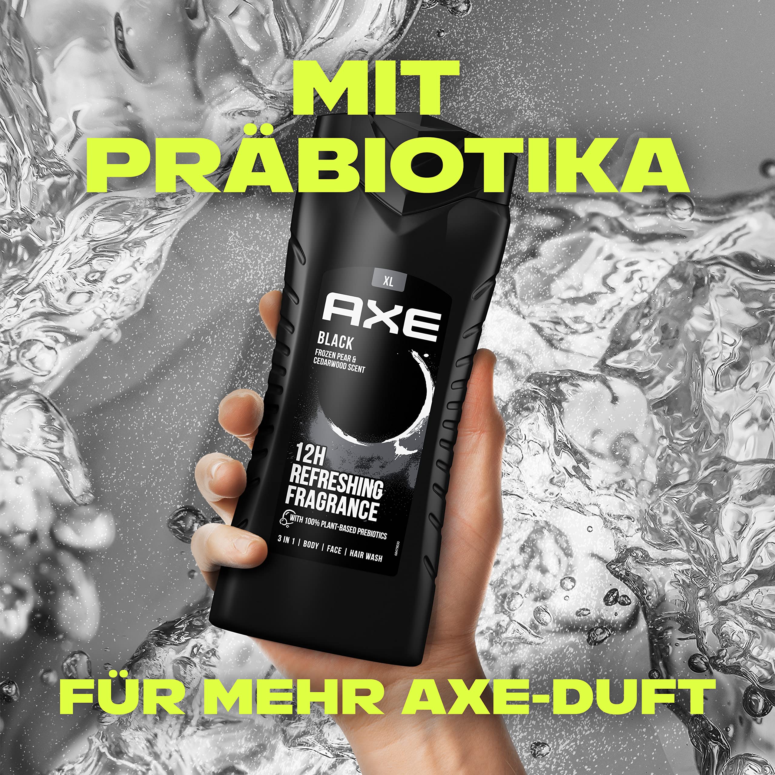 AXE 3-in-1 Duschgel & Shampoo Black XL – Bodywash und Shampoo für Körper, Gesicht und Haar - 4 Stück 3
