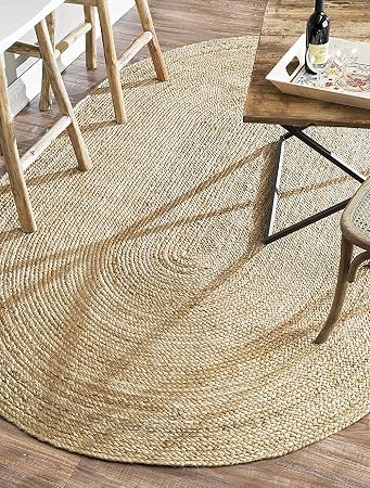 Amazon De Rugsite Teppich 100 Jute Oval 150 X 215 Cm Naturlicher Geflochtener Flor