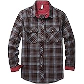 Premium Flannel Shirt for Men, Brushed Utility Casual Plaid Shirt, Button-Down Long Sleeve with Pockets