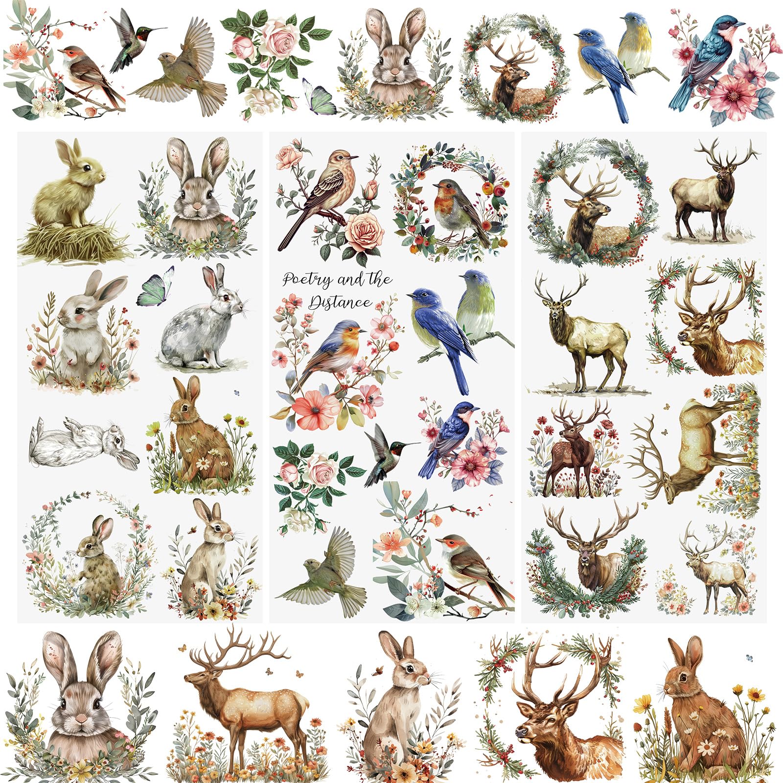 WANDIC 3 Sheets Rub On Transfer Sticker, Animals Theme Stickers for DIY Scrapbooking Photo Albums furniture,5.9 * 11.8in