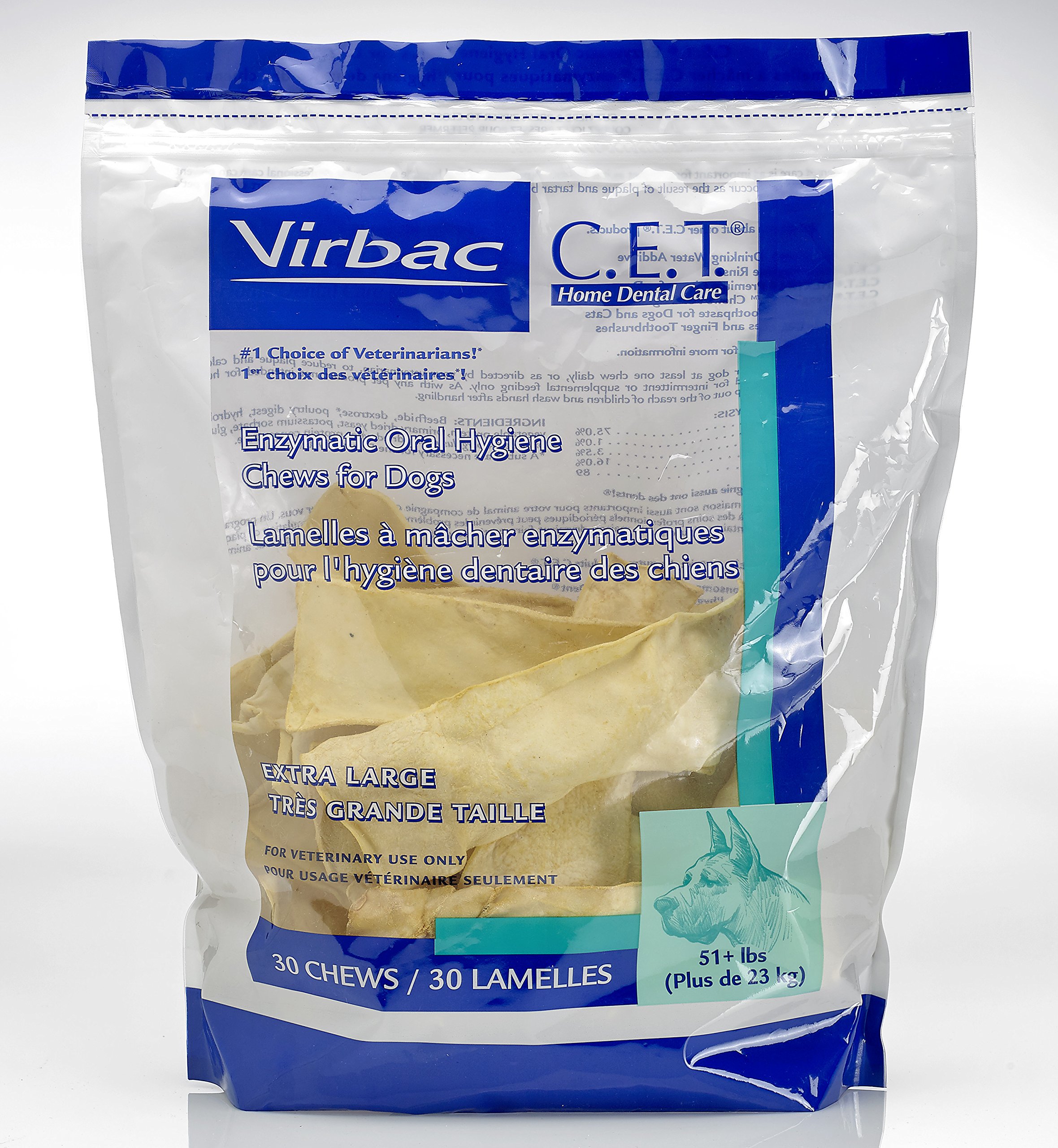 Virbac C.E.T. Enzymatic Oral Hygiene Chews, Extra Large Dog, 30 Count