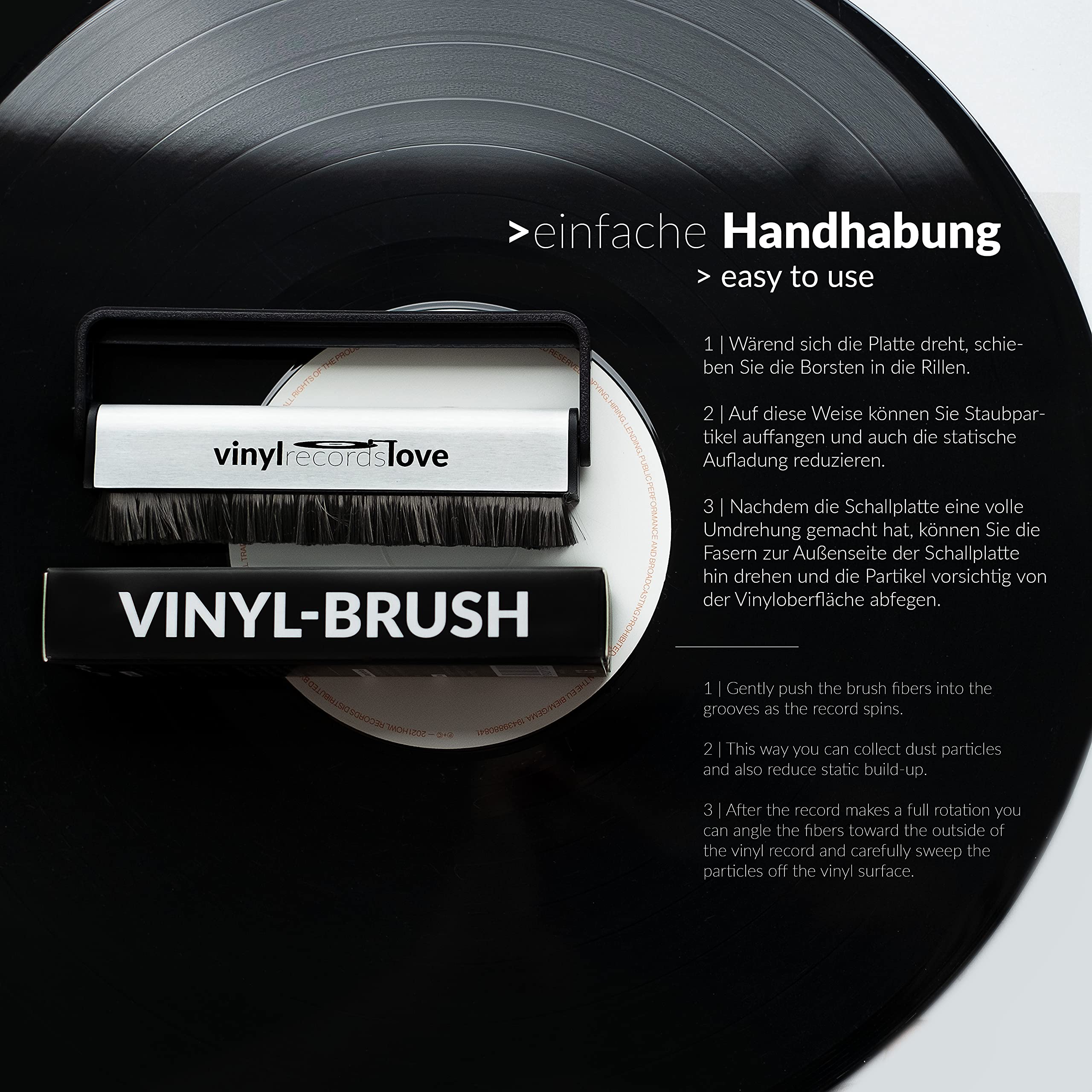 Schallplattenbürste | Schallplatten Reinigung Antistatisch | Vinyl Zubehör | Kohlefaserbürste für Schallplatten | Plattenbürste | Schallplatten Bürste | Plattenreiniger | Vinyl Bürste 5