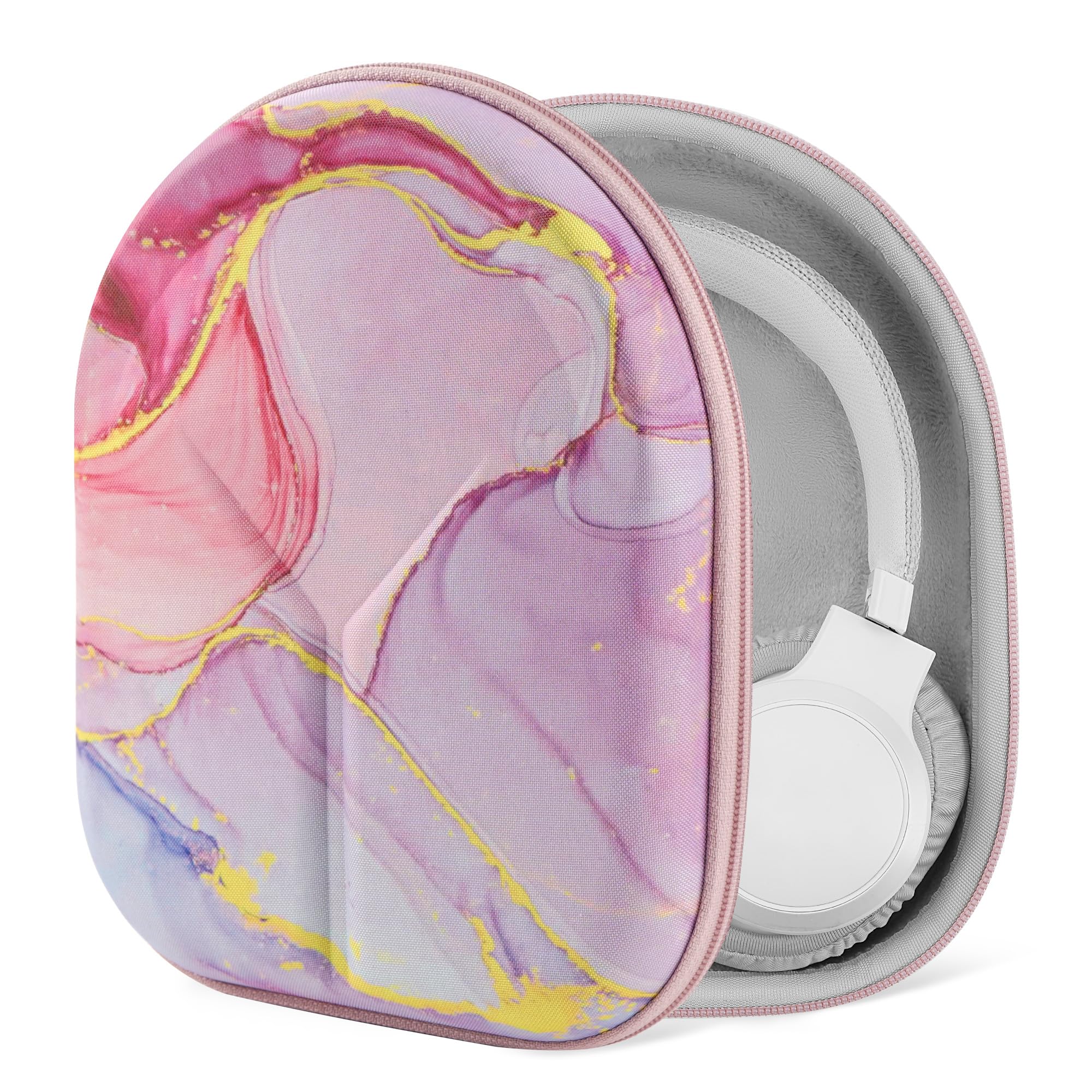 Geekria NOVA Headphones Case Compatible with JBL TUNE 770NC/760NC/750NC/720BT, Live 770NC, Replacement Hard Shell Travel Carrying Bag with Cable Storage (Pink Marble) — image 1