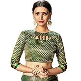 Women's Readymade Indian Designer Party Wear Bollywood Padded Blouse for Saree Crop Top Choli Green (M-38)