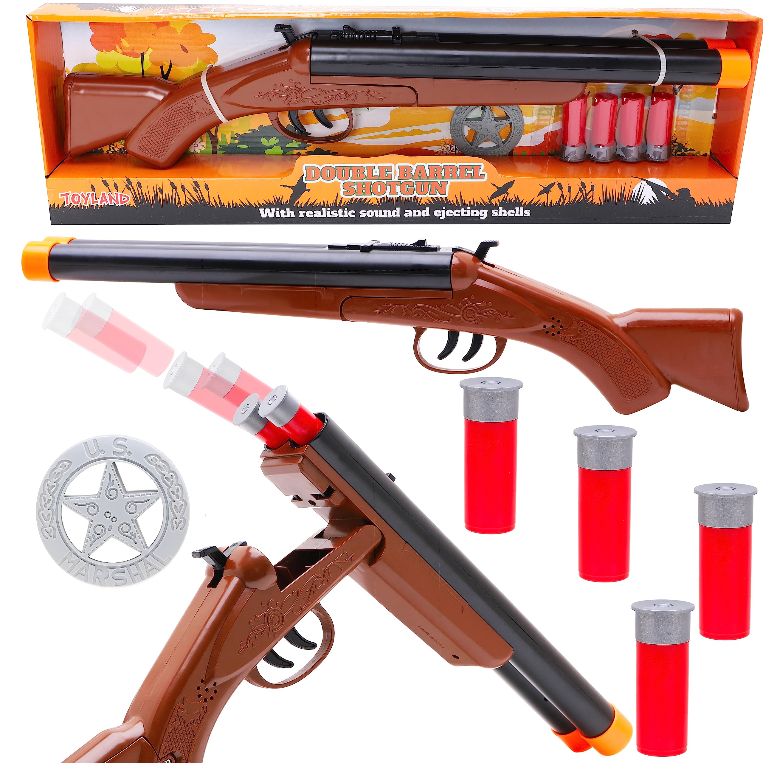 Toyland® 47cm (19”) Double Barrel Western Toy Shotgun - Cowboy Role Play Gun with Sound effects and Ejecting Shells - Fancy Dress & Playtime - Suitable for Kids 3+