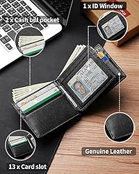 Mens Wallet With AirTag Holder, Bifold Leather RFID