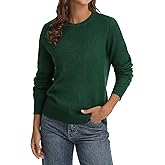 QUALFORT Women’s Lightweight Sweater Pullover Knit Long Sleeve for Layering Soft Casual Basic Top