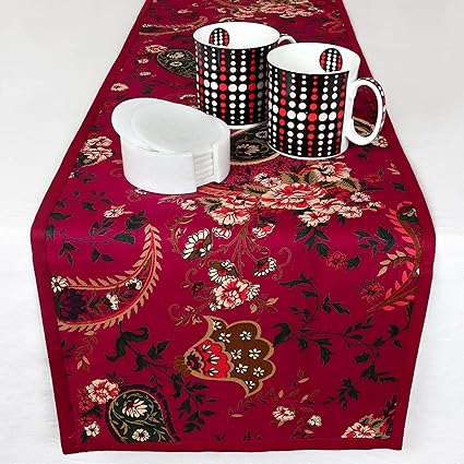 ShalinIndia Handmade Printed Reversible Cotton Runner - 13x48 Inches