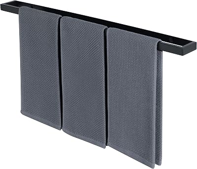 Sayayo 70CM Black SUS304 Towel Rail Wall Mounted 700mm Large Holder EGJF070-B