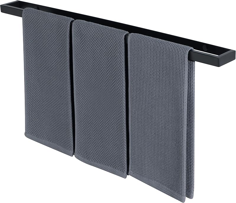Sayayo 70CM Black SUS304 Towel Rail Wall Mounted 700mm Large Holder EGJF070-B