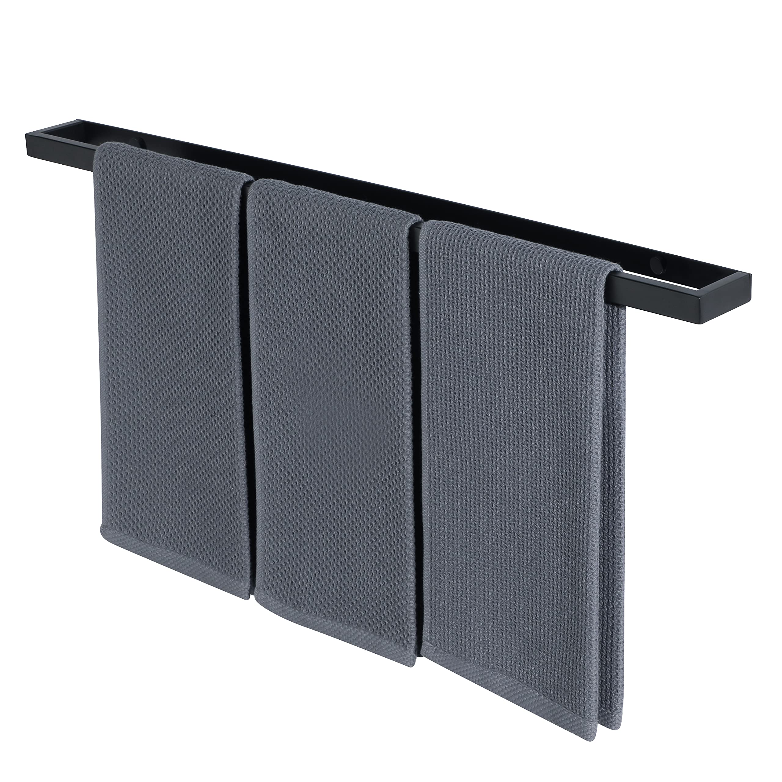 Sayayo Black Towel Rail Wall Mounted 70CM Large Towel Holder SUS304 Stainless Steel Bathroom Hand Towel Ring, Screw Fixing, EGJF070-B