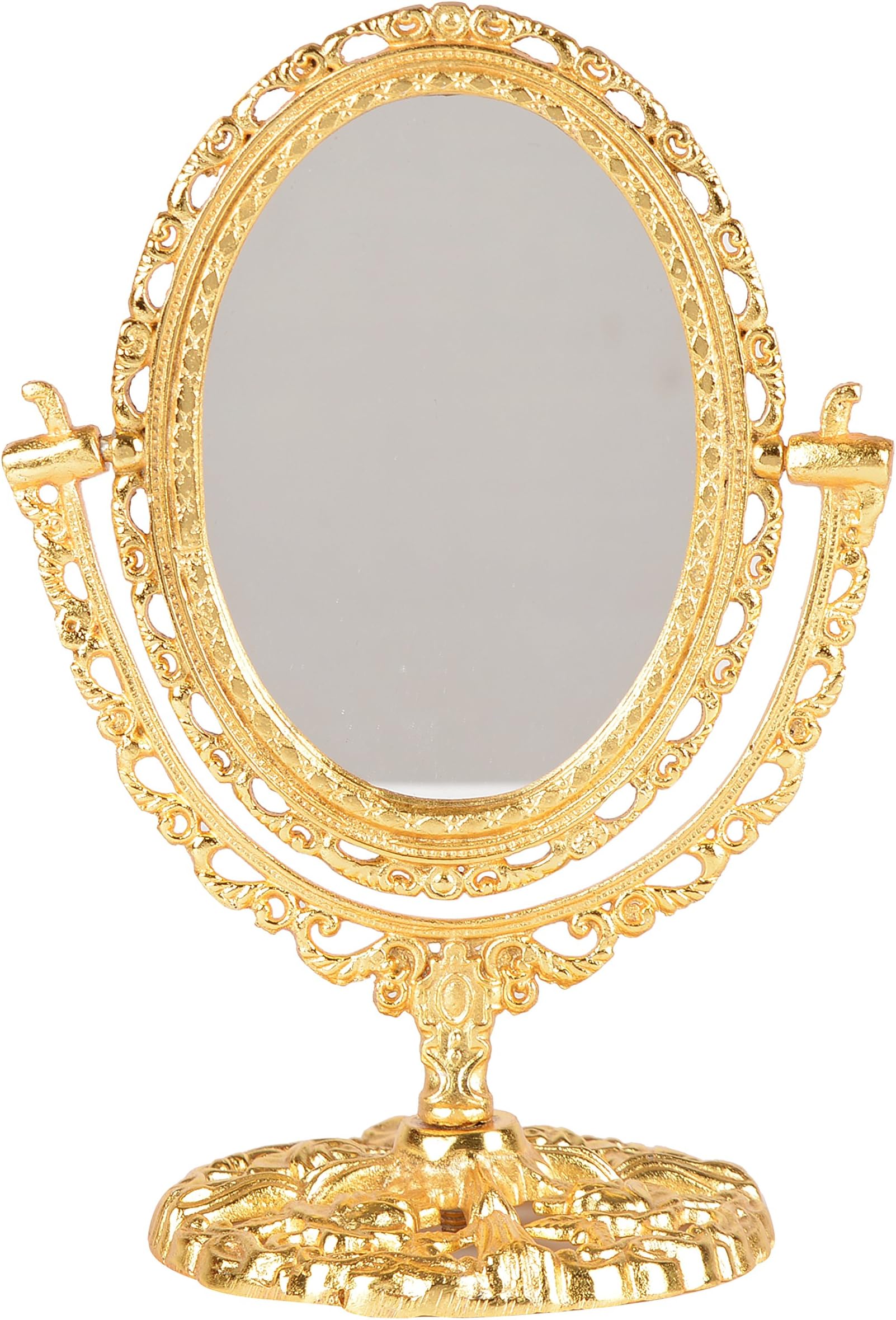 Meenakshi Handicraft Emporium Aluminium Mirror for Vanity Make Up (Golden)