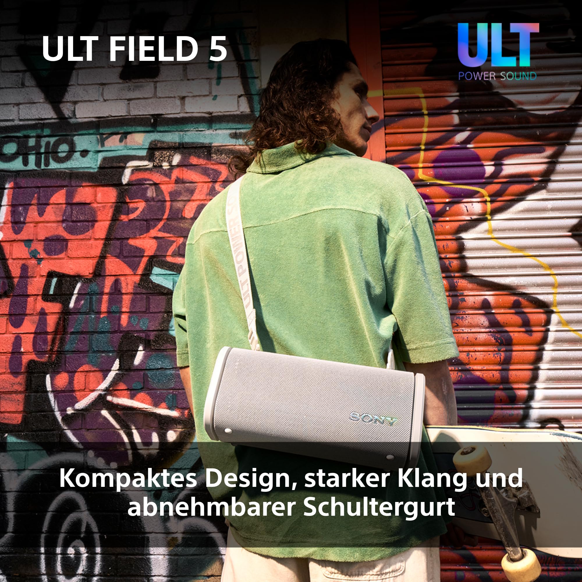 Sony ULT Field 5 - Leistungsstarker tragbarer Bluetooth-Lautsprecher, 25-Stunden-Akku, 2 x ULT Power Sound Modi, IP67, wasserdicht, staubdicht, 360° Lichter, Abnehmbarer Schulterriemen - Schwarz 5