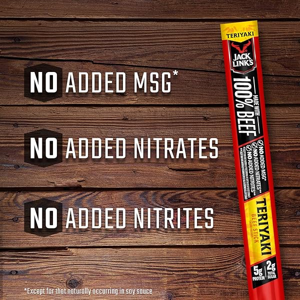 JACK LINK’S BEEF STICKS, TERIYAKI – PROTEIN SNACK, MEAT STICK WITH 5G OF PROTEIN, MEAT SNACK STICKS MADE WITH 100% BEEF, KETO FRIENDLY – 0.92 OZ. (1 COUNT)