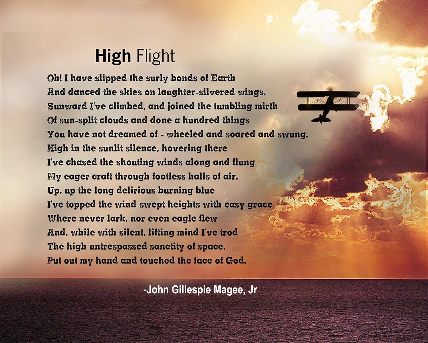 Amazon Com Wesellphotos John Gillespie Magee Jr High Flight Poster Print Picture Or Framed Photograph 8x10 Unframed Print Posters Prints