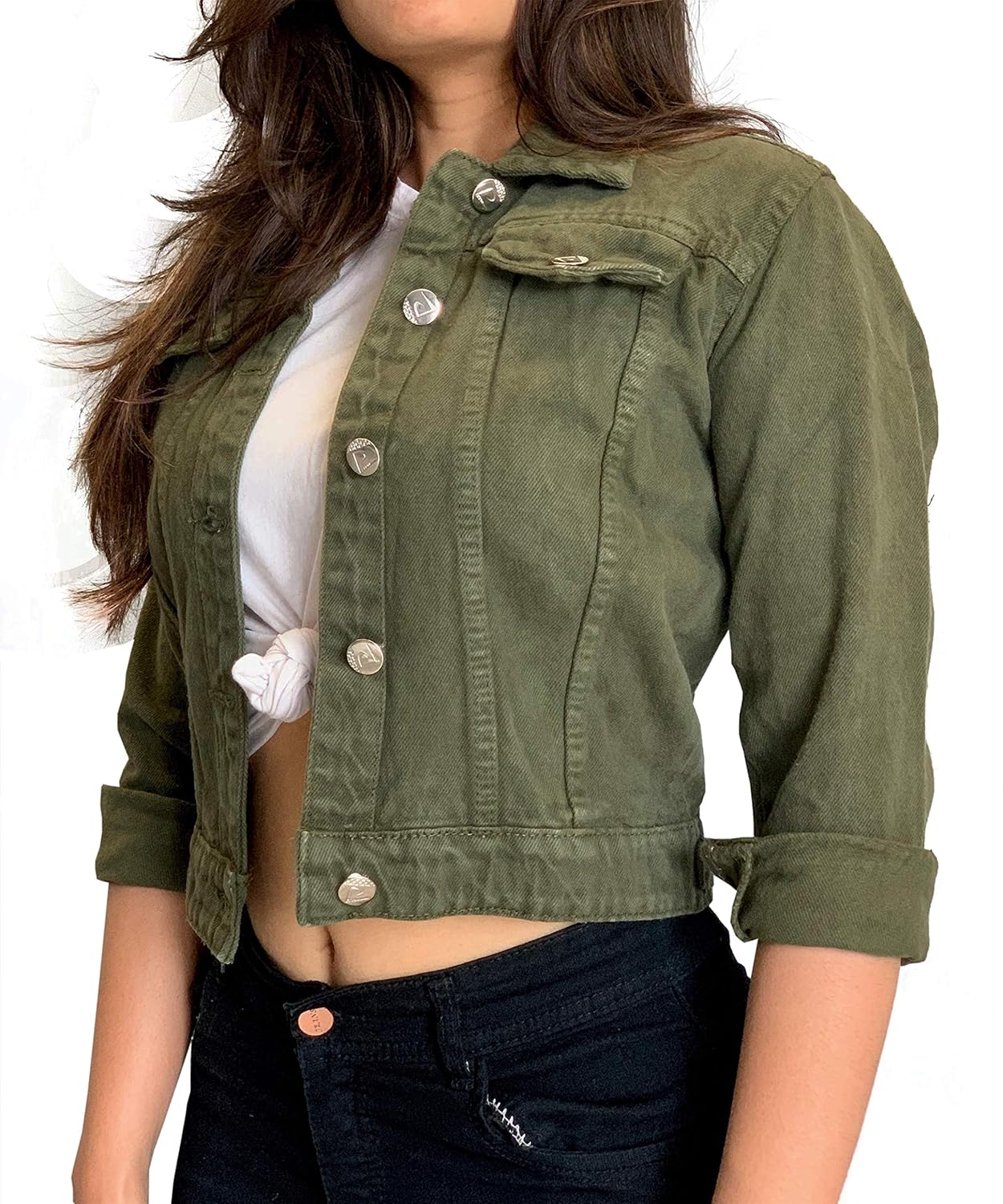 olive green denim jacket womens