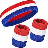 WILLBOND 3 Pcs Sweatbands Set 80s 90s Neon Sports Headband Tennis Striped Sweat Band Sports Competitions Games for Men Women Party Supplies