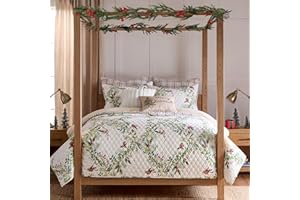 Levtex Home - Tinsel Tidings - Red Green White - King Quilt (106x92in.) - Christmas - Reversible - Cotton