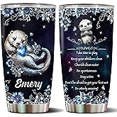 WONWIX Personalized Sea Otter Tumbler Gift for Women Insulated Stainless Steel 20oz Coffee Cup Mug Gifts for Girls Wife Daughter Travel Water Bottle with Lid Christmas Birthday Mother's Day Valentine