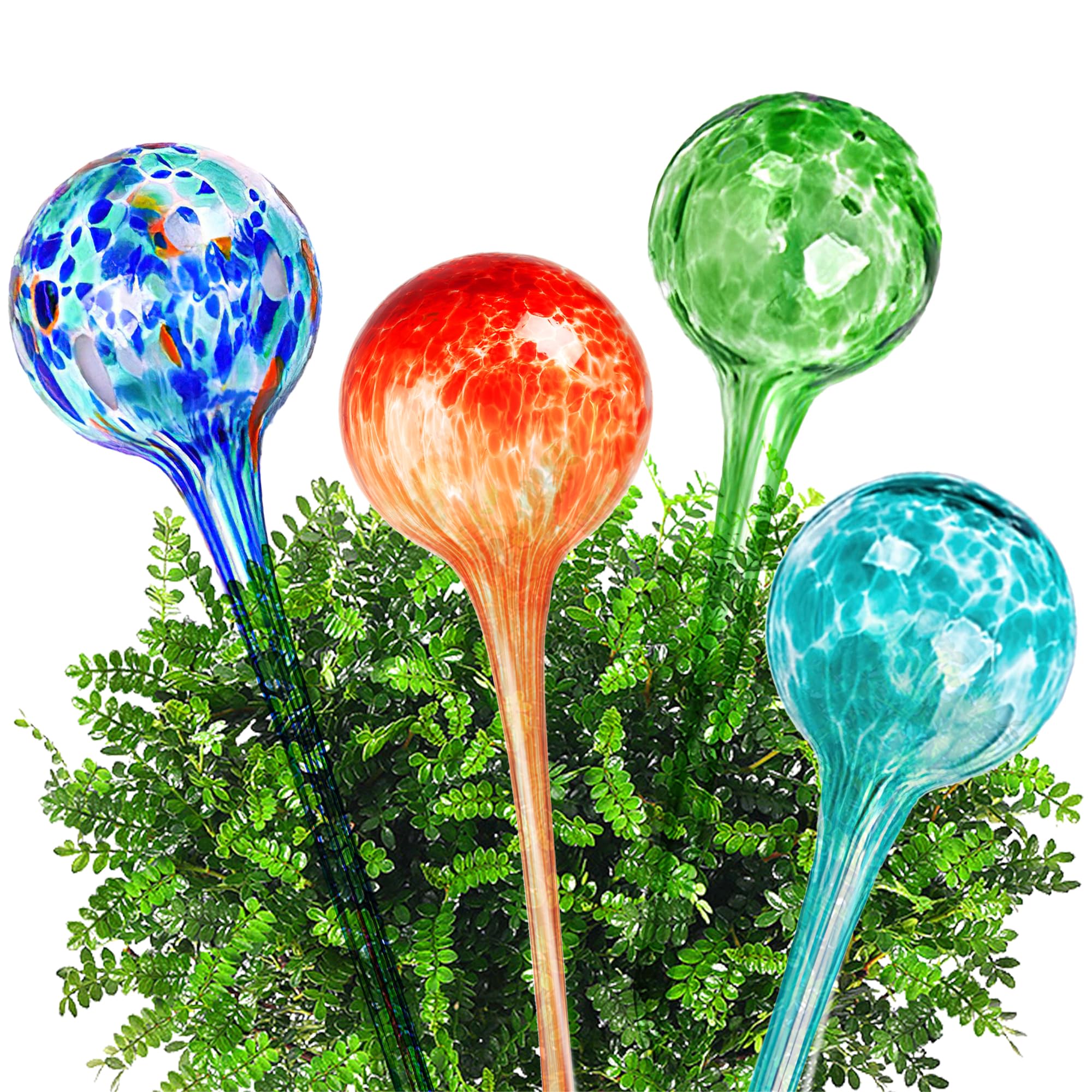 INCETUE Large Glass Self-Watering Globes (30cm, 300ml), Automatic Slow Drip Watering Bulbs & Plant Feeders for Indoor and Outdoor Potted Plants, Ideal for Holiday Plant Care (Pack of 4)