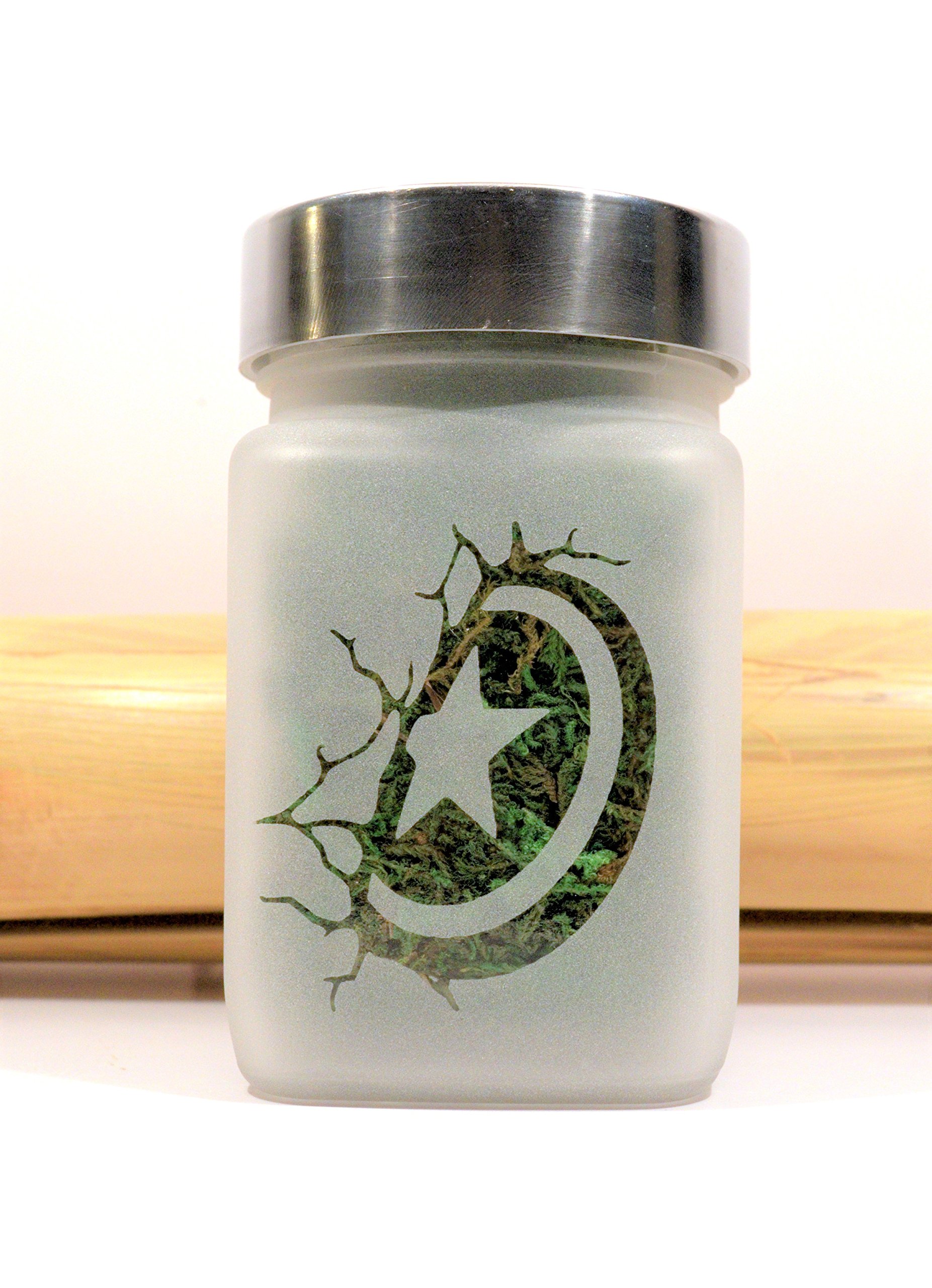 American Shield Stash Jar - Airtight, Smell Resistant Etched Glass Herb Storage Jar - 3" Tall x 2" Wide, Perfect Size for Gifting 2 American Shield Stash Jar - Airtight, Smell Resistant Etched Glass Herb Storage Jar - 3" Tall x 2" Wide, Perfect Size for Gifting - Image 3